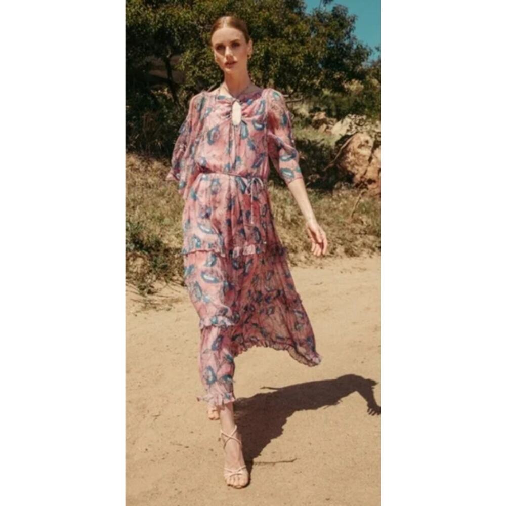 NWT Cleobella Elena Ankle Dress Lotus Print XS